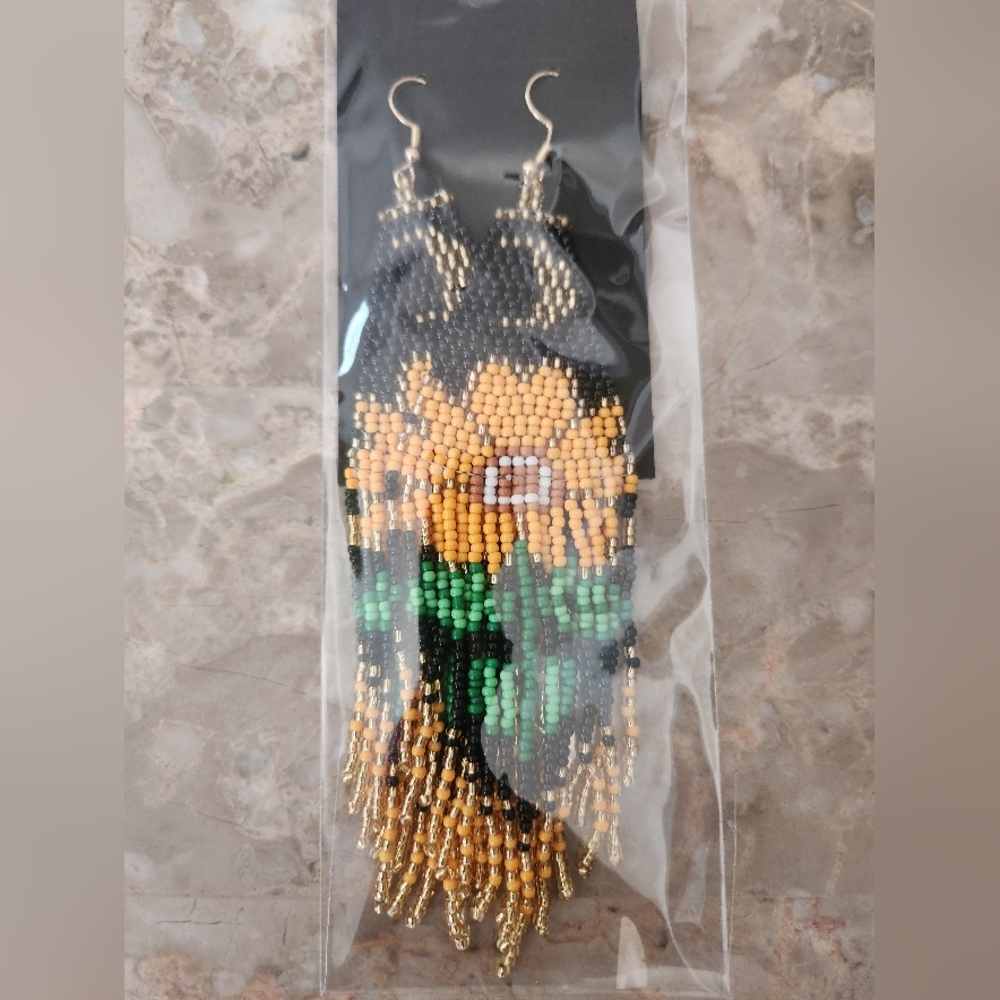 Fringe Beaded Earrings Southwestern Bohemian Cowgirl Handmade